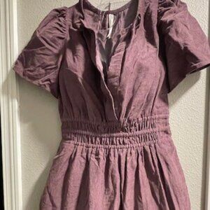 Anthropologie Purple Corduroy V-Neck Dress Sz XS